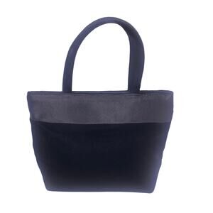 Amanda Smith Retro Velour Satin Trim Double Handle Snap Closure Black Handbag